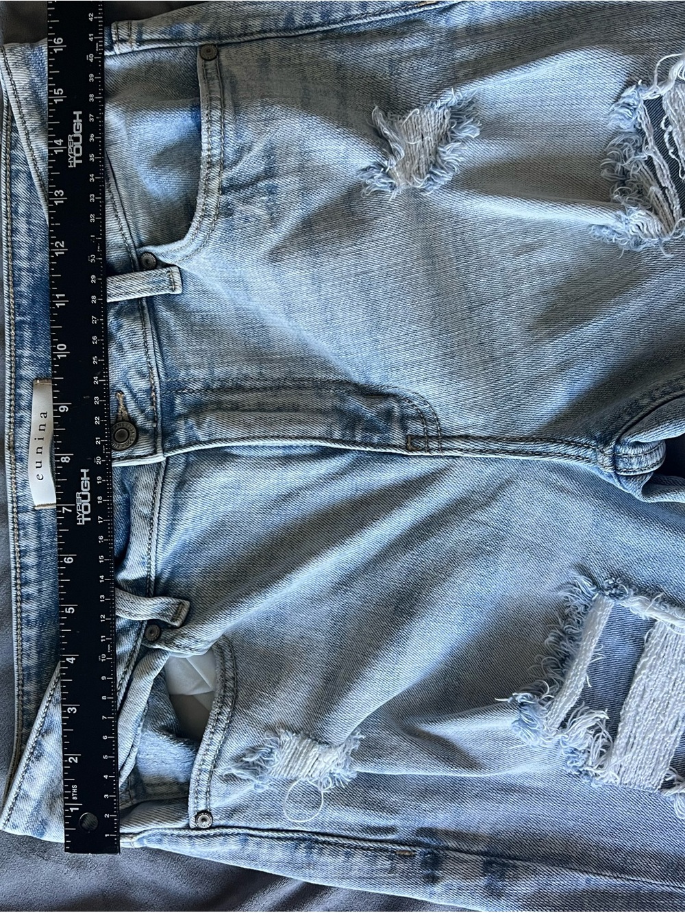 eunina Light Blue Distressed Boyfriend Jeans - Picture 4 of 9